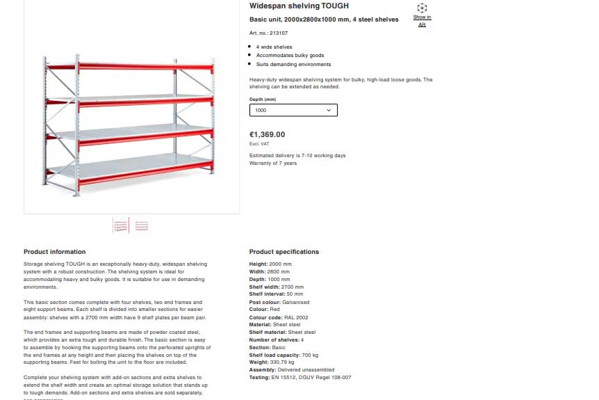 Rack information for door design