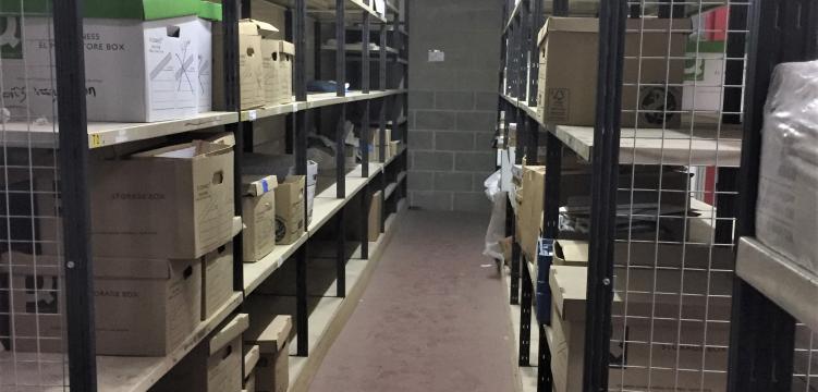 Two tier shelving before doors MeshSTOR