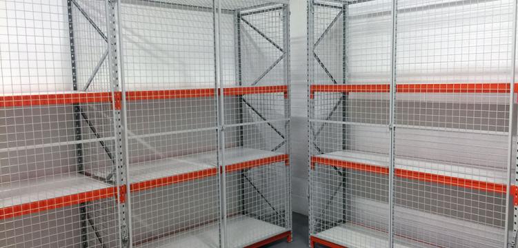 Mesh security doors on longspan racking MeshSToR