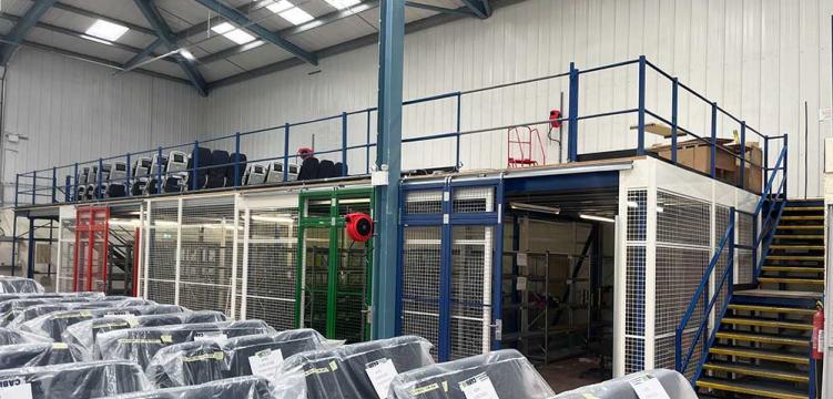 Mesh partition under mezzanine floor