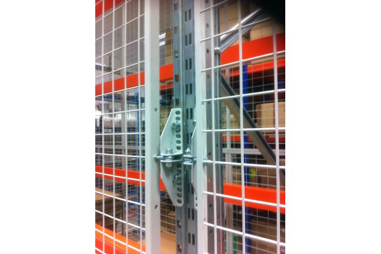 Hinges for mesh gates fitted to shelving and racking. OfficeSTOR