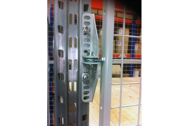Hinges for mesh gates for racking and shelving OfficeSTOR